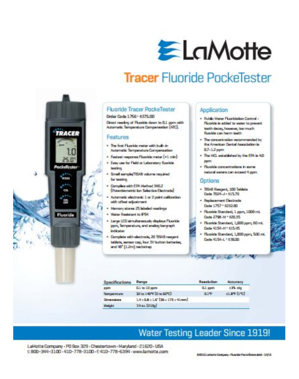 Lamotte Water Tracer Fluoride tester